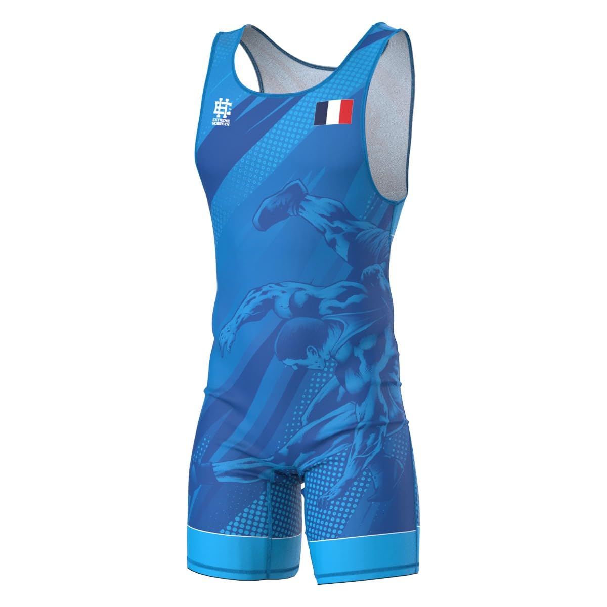 Body da Lotta per Uomo Squadra di Francia Tuta da Lotta Professionale Abbigliamento da Lotta Singlet di Lotta per Uomo