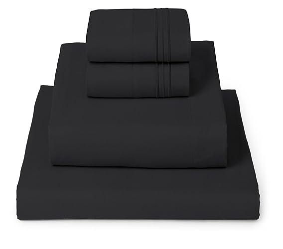 Mellanni Queen Sheets Set - 4 PC Iconic Collection Bedding - Hotel Luxury, Extra Soft, Cooling Bed Sheets - Wrinkle, Fade, Stain Resistant (Queen, Black) - 1990 Black - Queen