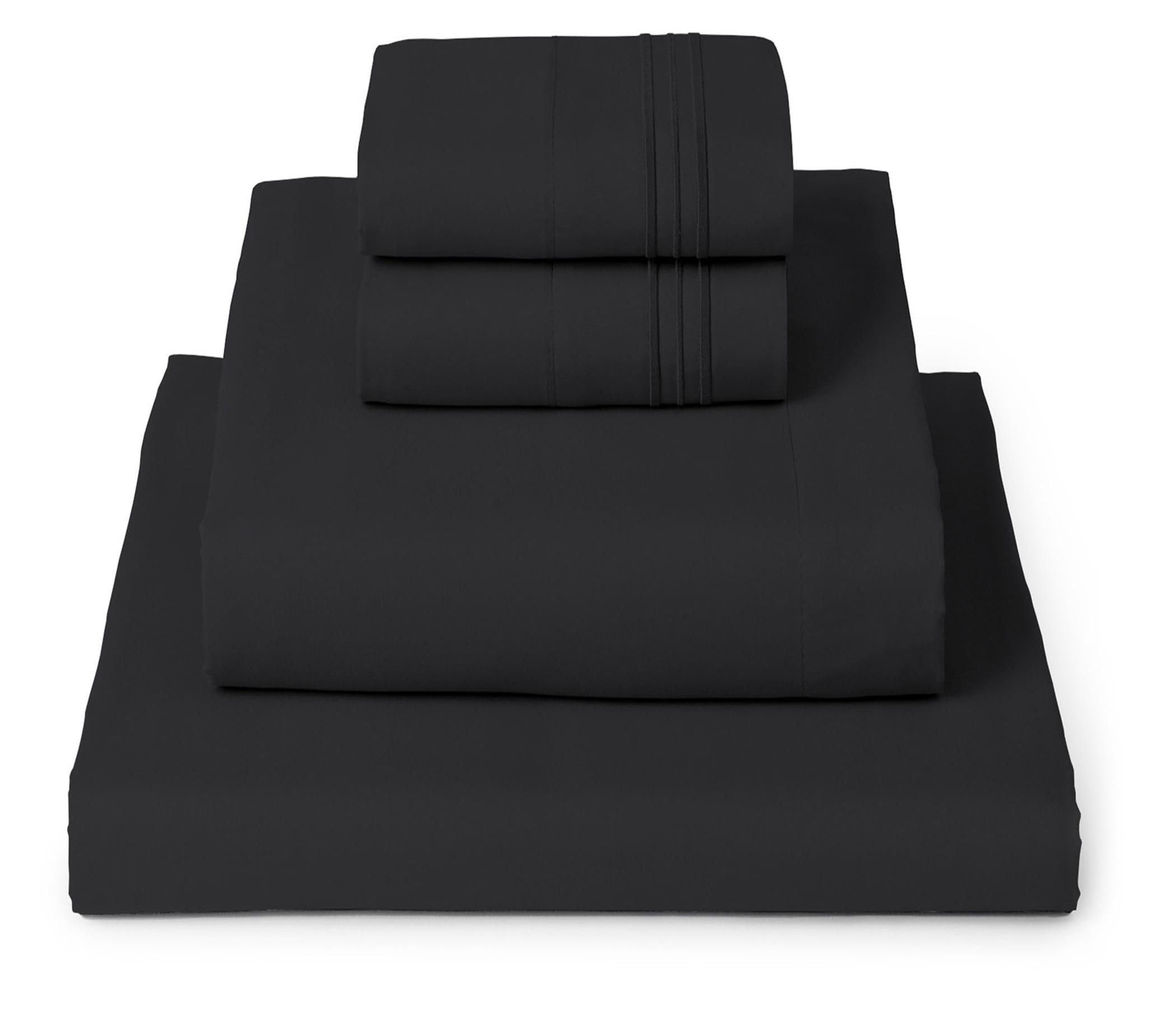 Mellanni King Sheets Set - 4 PC Iconic Collection Bedding - Hotel Luxury, Extra Soft, Cooling Bed Sheets - Wrinkle, Fade, Stain Resistant (King, Black)