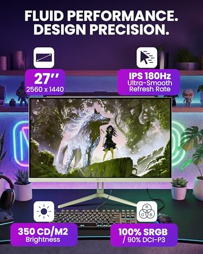 Image of Arozzi Gaming Monitor Nova 27 inch IPS 180Hz - Computer Monitor QHD 1440p - Adaptive Sync, HDR10 & Flicker Free Display - 100% sRGB Color Accuracy - PC & Console Ready - Forest Green