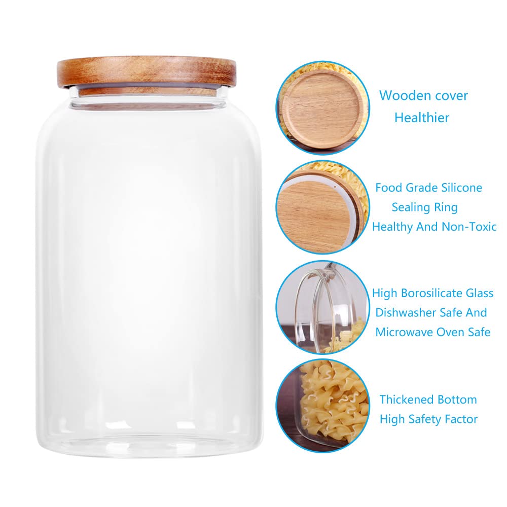 Tarros de almacenamiento de alimentos de vidrio transparente de diseño moderno Saiool, contenedores de almacenamiento de alimentos, de vidrio, 105 onzas líquidas (3000 ml) ampliadas con tapa de