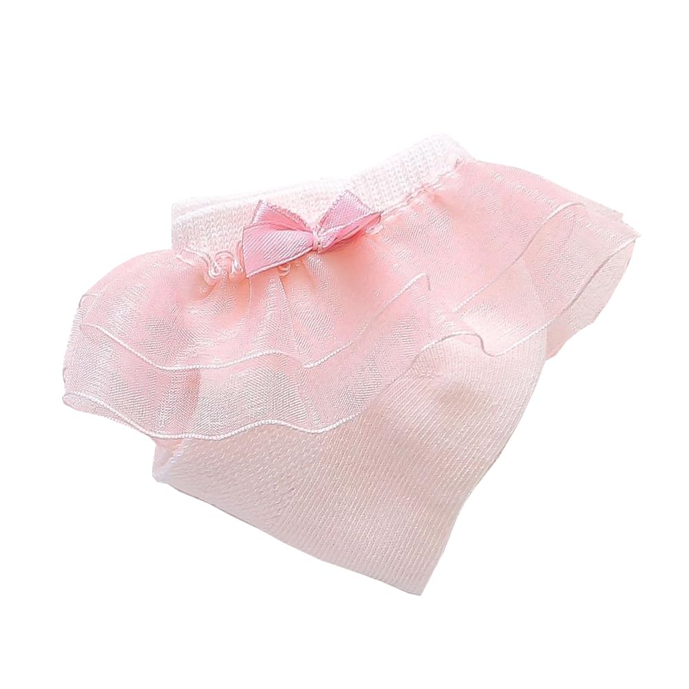 Baby - Calcetines de malla con volantes de algodón blanco para niñas y niñas, 6 unidades - rosa - 6-8 años