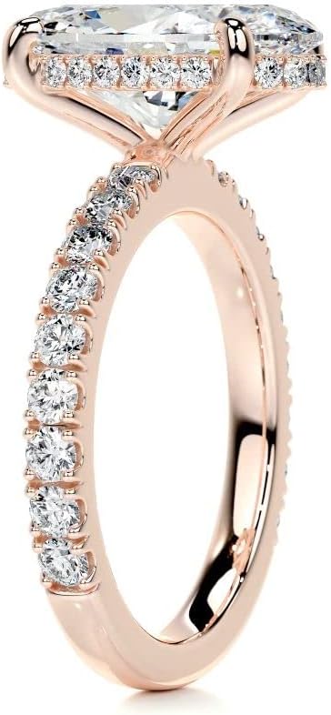 2CT-4CT Oval Cut Solitaire Hidden Halo Engagement Ring Handmade Wedding Ring for Women Anniversary Promise Gifts for Her Moissanite