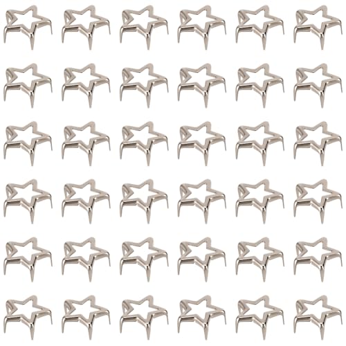 CABODYALS 200 Unidad de Remache de Estrella Plateado de Cinco Puntas, Estilo Punk, Decorativo, de Hierro, con Cabeza de Clavo Pequeña. Ideal para Decoración de Ropa Y Marroquinería.