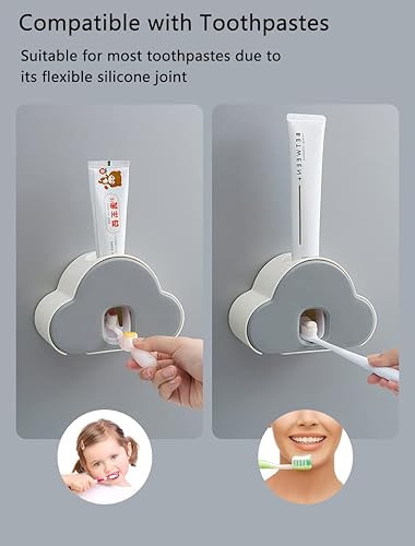 Miniatura 2 de MIMIRACLE Exprimidor automático de pasta de dientes 2 en 1, dispensador de pasta de dientes montado en la pared para niños y familia, soporte de