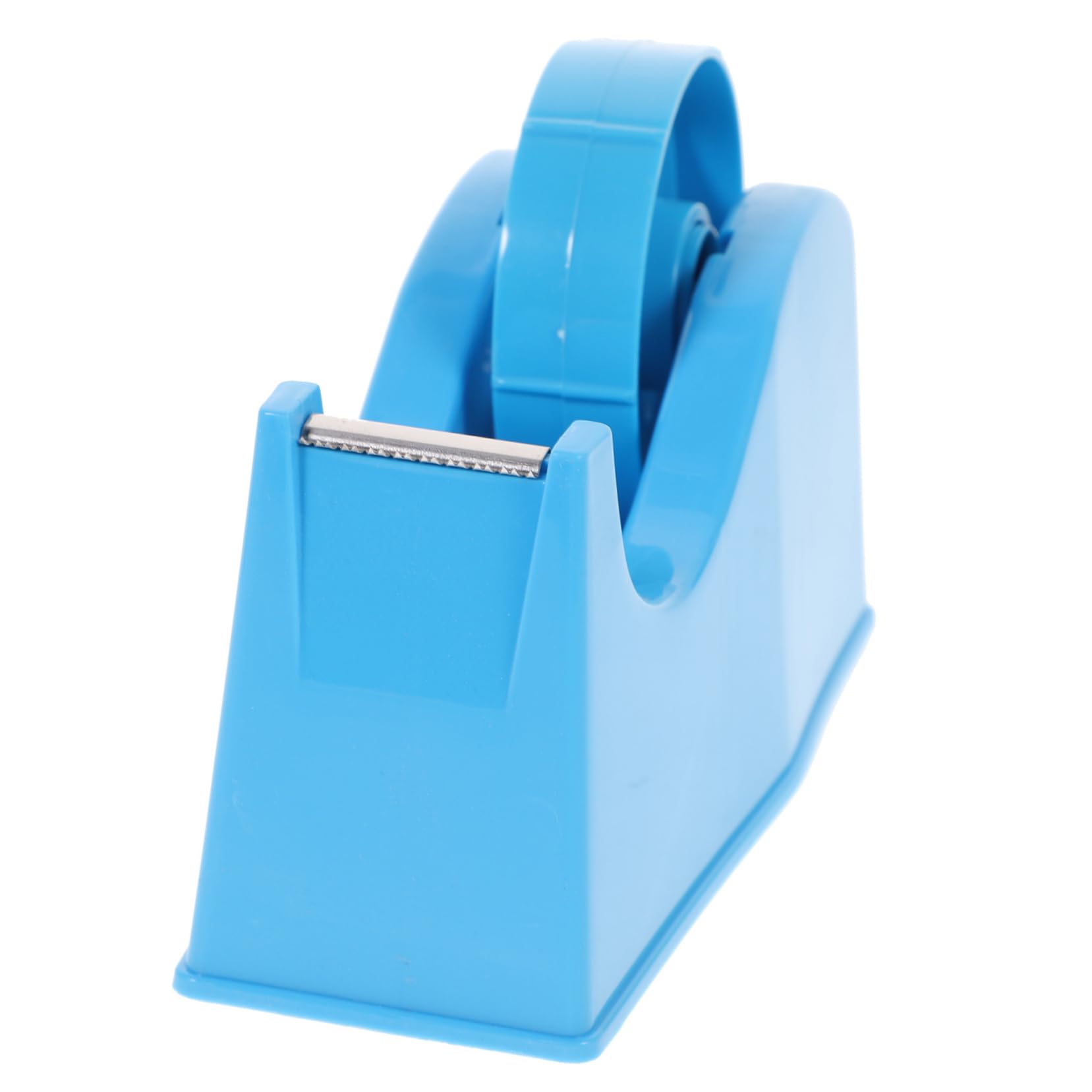 NUOBESTY Klebebandabroller aus Kunststoff mit Beschwerter Basis 2-in-1-funktion Sauberes Schneiden für Schreibtisch und Briefverschluss Blau Zufällige Farbe