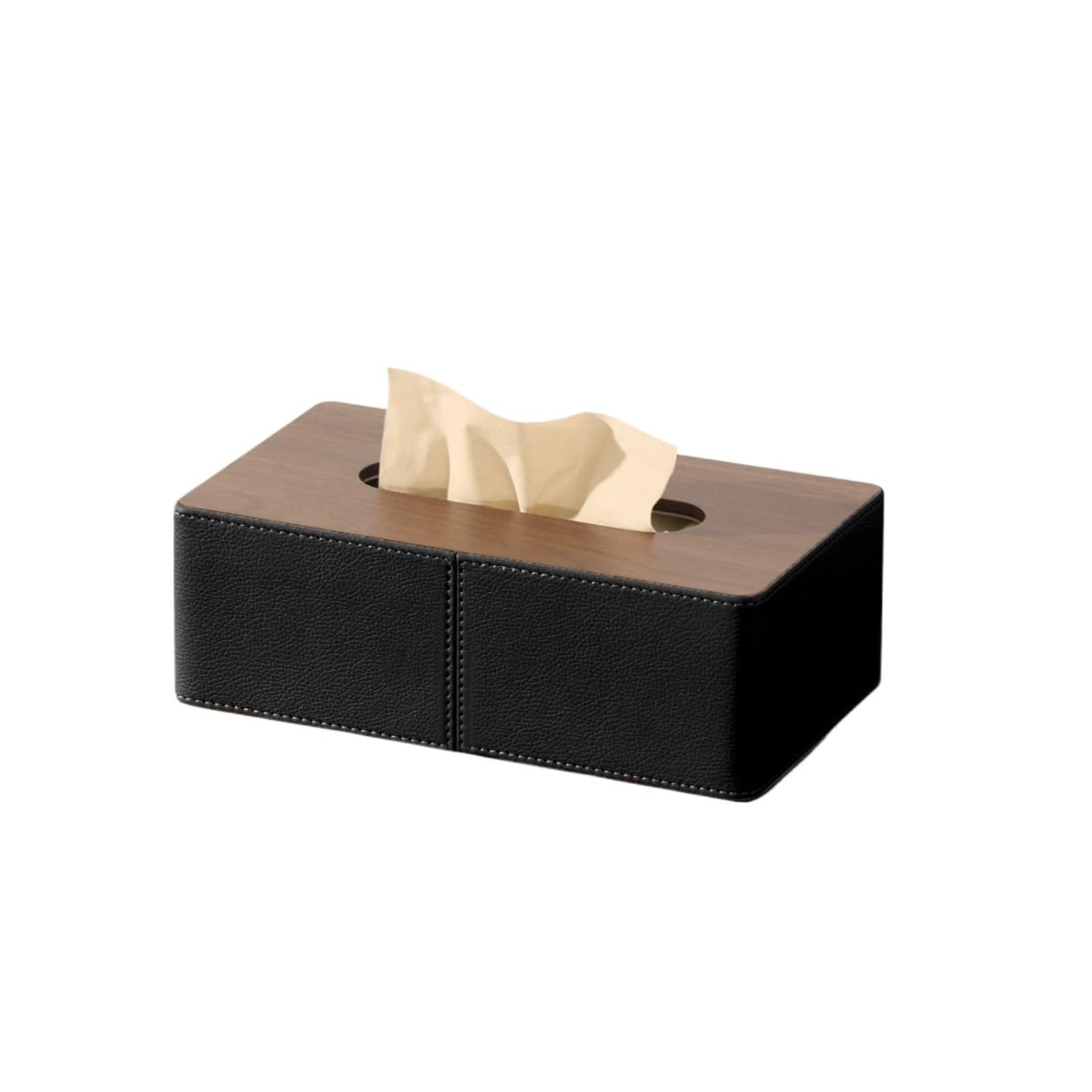 Tissue Case Light Luxury Creative Rectangular Living Room Paper Box Leather Magnetic Desktop Tissue Cover Tissue Dispenser(Black)