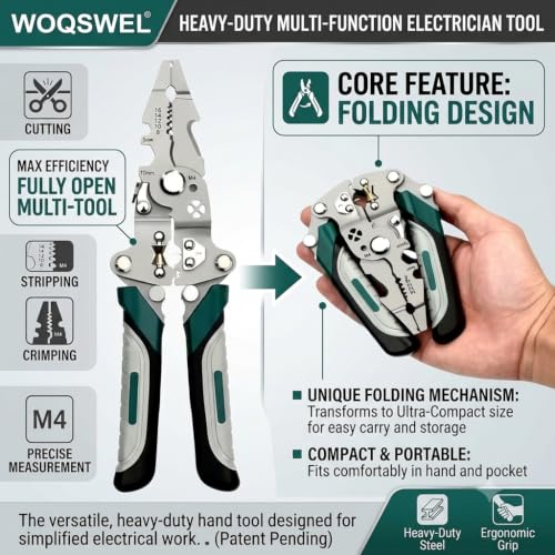 Image of 20-in-1 Wire Stripper Tool Kit with Tester Screwdriver | Multi Function Wire Stripping, Cutting & Crimping Pliers | Electrical Repair Tool for Electricians, Cable, DIY, Home & Professional Use