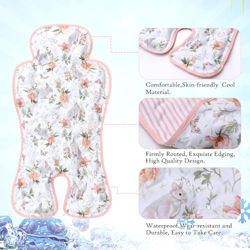 Image of Gel Car Seat Cooler Pad,1pack Double Sides-Universal Baby Stroller Ice Cushion Cooler Mat,Summer Cooling Seat Liner,Multifunctional Suitable for Baby Dining Chair,Child Safety Seat (Rabbit+Flower)