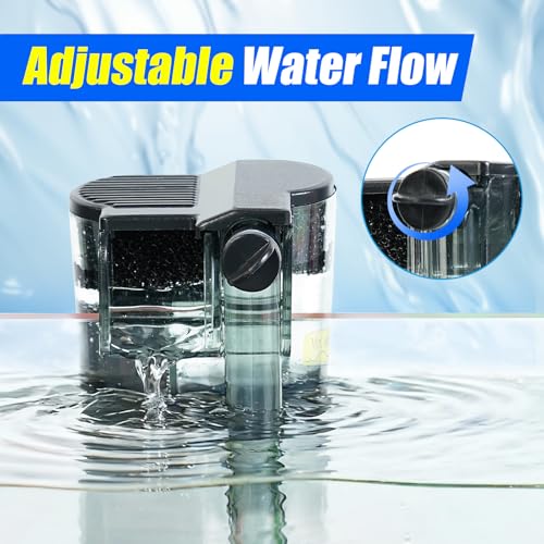 Image of AQUANEAT Aquarium Hang on HOB Power Filter 3 Gallon Rimless Small Fish Tank Filter 65GPH (Up to 3Gal)