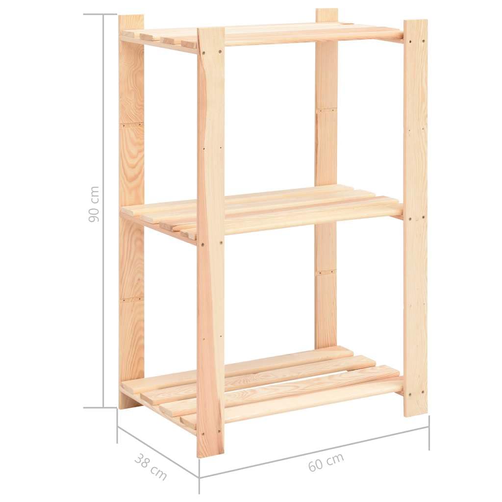 Générique Étagères de Rangement à 3 Niveaux 2 pcs 60x38x90 cm Pin 150 kg,Entreprise & Industrie,Stockage Industriel,Étagères industrielles,3051121