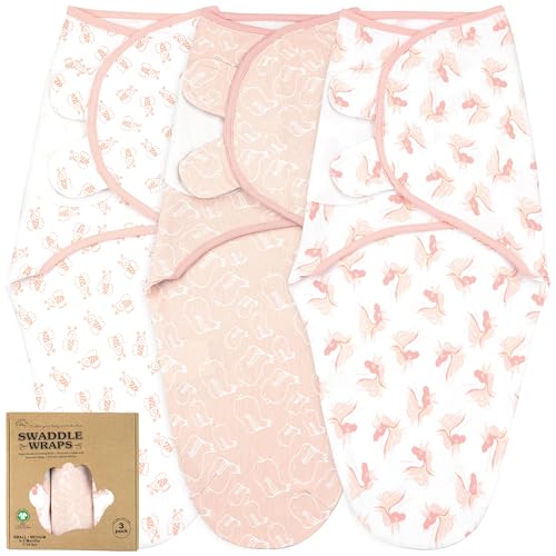 Image of Swaddles for Newborns - 3-Pack Infant Swaddles 0-3 Months - Adjustable Swaddle Sleep Sack with Zipper - Soft Organic Cotton Baby Wrap for Safe & Cozy Sleep
