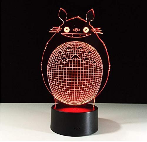 Lumière Ambiante, Lampe LED Night Light-Kawaii dragon Cat optique Illusions lampe de bureau 7 couleurs Changement d'alimentation USB Interrupteur Tactile Décor Lampe de table Lampe de bureau Enfants d