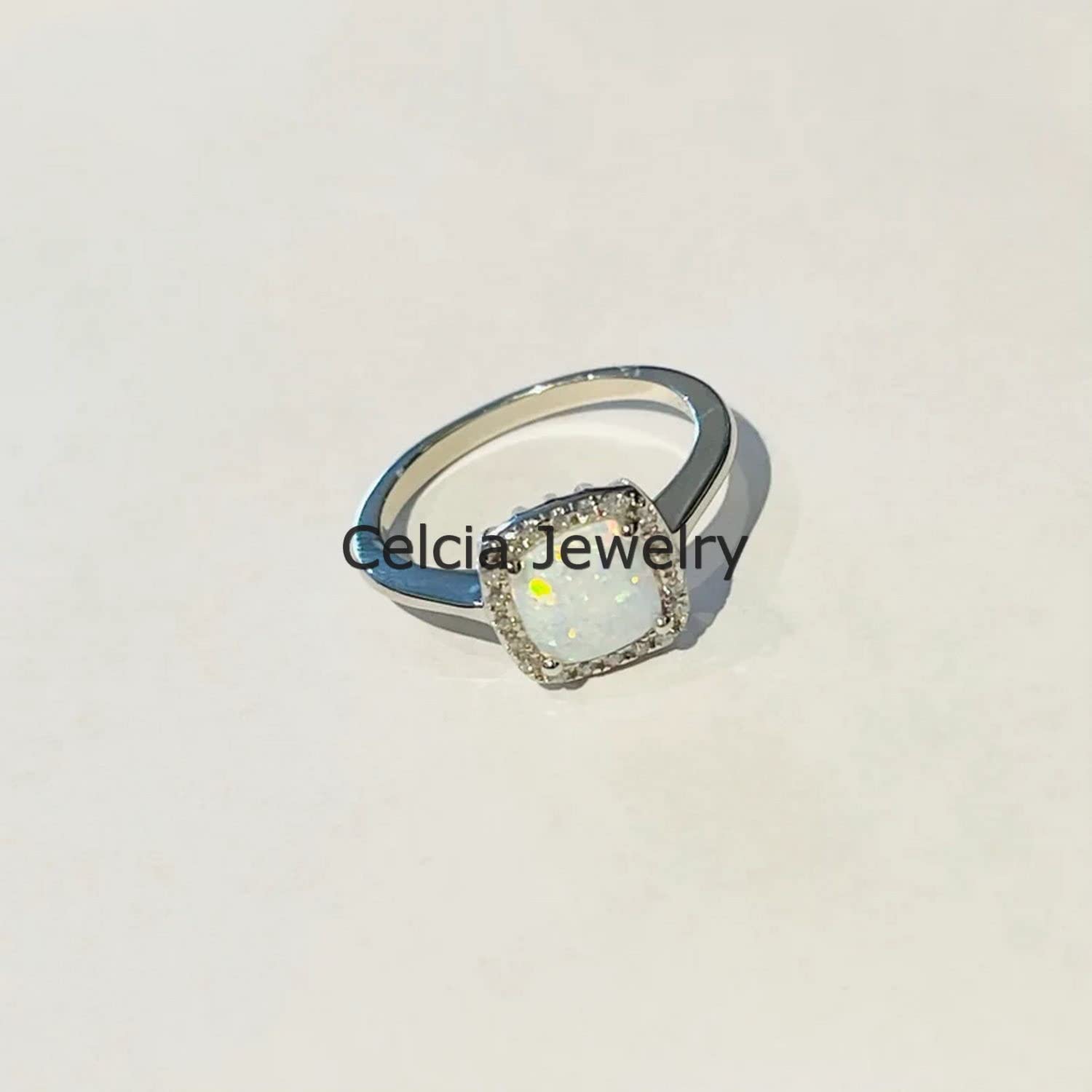 Anillo de regalos de boda de piedras preciosas de ópalo etíope natural y CZ, regalos de compromiso para mujeres, anillo minimalista