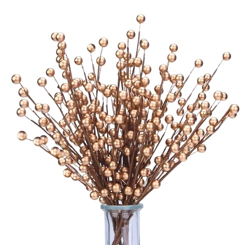 Trimgrace 12 Pack Gold Christmas Ornaments Artificial Berry Stems 14"