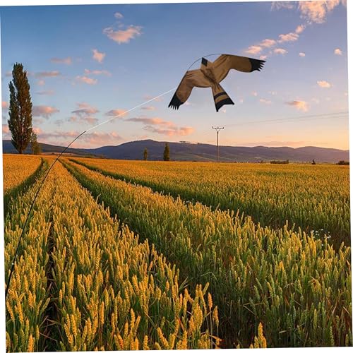 Cometa voladora Bird Hawk marrón 49x24 pulgadas espantapájaros con poste 4