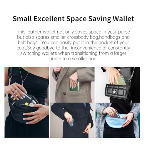 Image of Slim Wallet for Women Small Leather RFID Blocking Credit Card Holder Minimalist Front Pocket Wallet with Coin Purses & Pouches,Lake Blue