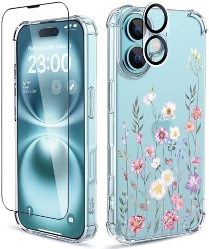 Coque iPhone 16 Plus antichoc 3 en 1 et vitres de protection écran et caméra