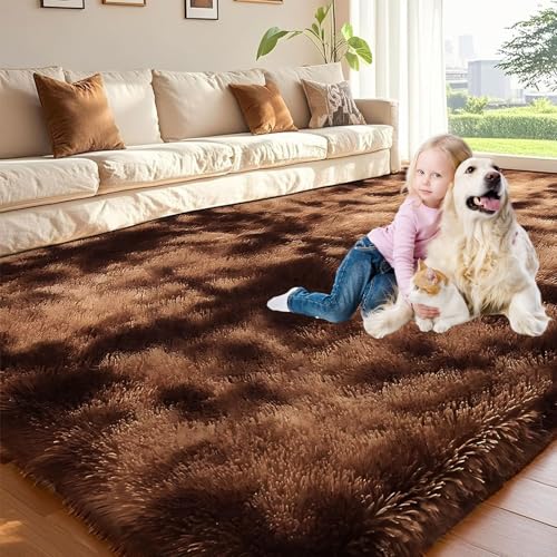Tapis salon moderne 200 x 310 cm grand format et doux de couleur brun - 2