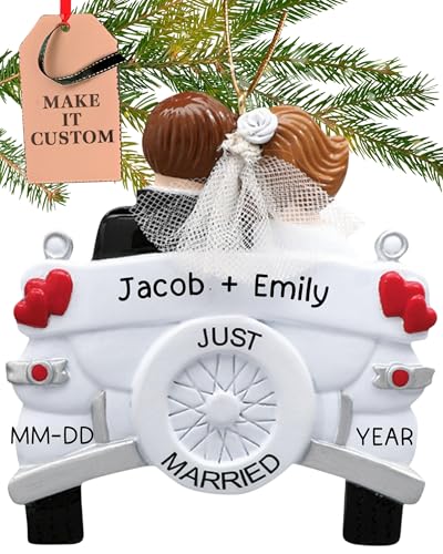 Personalized First Christmas Married Ornament 2025 | 24h Customized, Laser Engraved Couples Christmas Ornaments for Tree | Custom Mr and Mrs Car Newly Weds Keepsake, Wedding Gift for Couples 2025