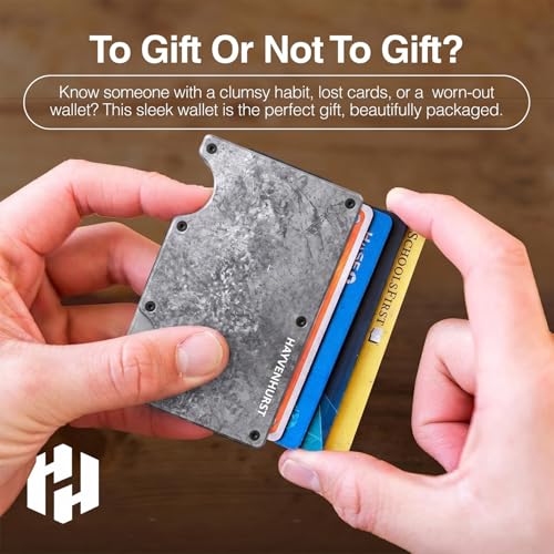 Image of Hayvenhurst Wallet for Men - Slim RFID Blocking Metal Wallet with Cash Strap, Minimalist Front Pocket Credit Card Holder, Small Mens Wallet