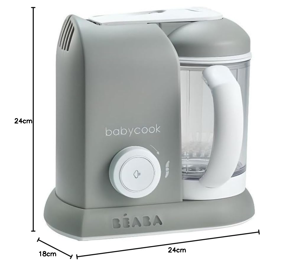 BÉABA, Babycook Solo, Robot Bébé 4 en 1 Mixeur-Cuiseur, Cuisson Vapeur, Diversification alimentaire, Petits pots bébé maison, Gris