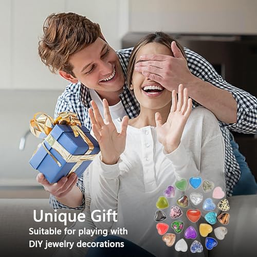 DALAETUS 24pcs Healing Crystals Heart Stones, Love Heart Natural Gemstones for lover, Valentine's Day, Multi Polished Pocket Stone for Stress Relief Reiki Chakra Healing, Meditation, Balancing Yoga - Image 6