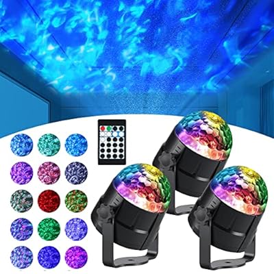 3 Pcs Water Light Projector Ocean Wave Projector Outdoor Water Effect Night Light Projector 15 Colors Led Waterproof with Remote for Halloween Wedding Party Garden Landscape Wall Tree Decoration