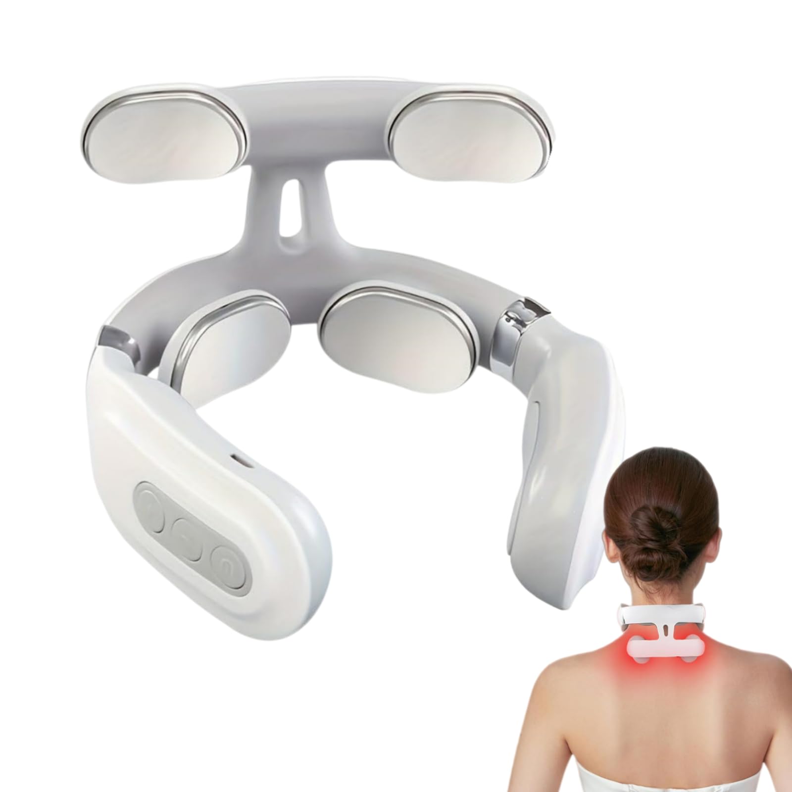 Vertaline Cervirest, 4-Head Neck Massager Design, Relieves Neck Pain, Smart and Portable (Blanco‌-1PCS)