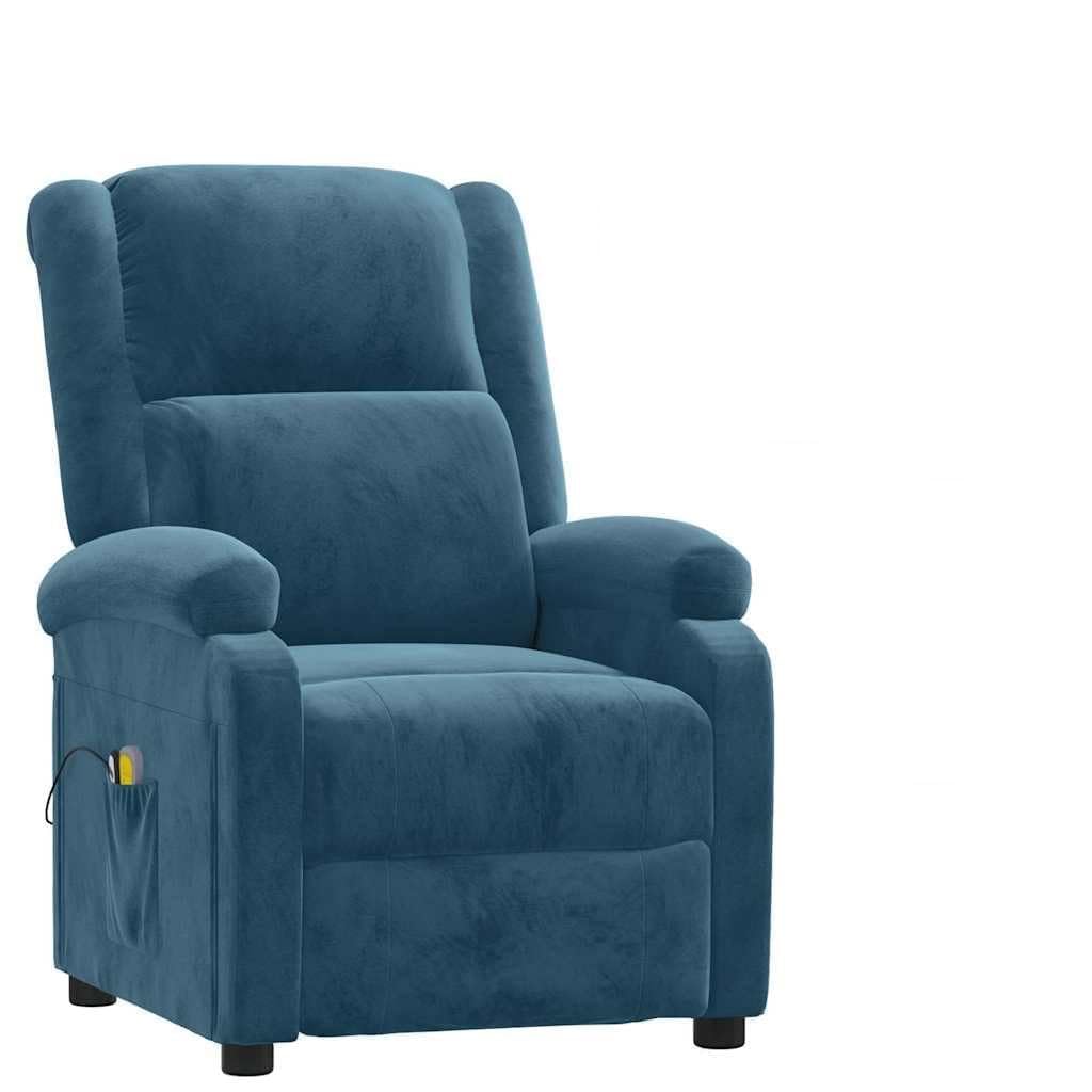 Poltrona Massaggiante Elettrica Blu in Velluto