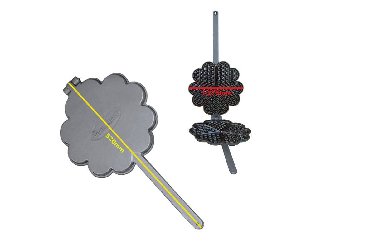 Sellon24 Waffeleisen aus Gusseisen Herzförmige fi 275mm Waffeln Grill Lagerfeuer H2940