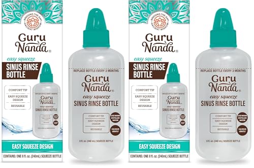 Image of GuruNanda Sinus Rinse Bottle - Comfort Tip for Natural Nasal Irrigator Relief for Adults & Kids - 240ml Capacity (Pack of 2)