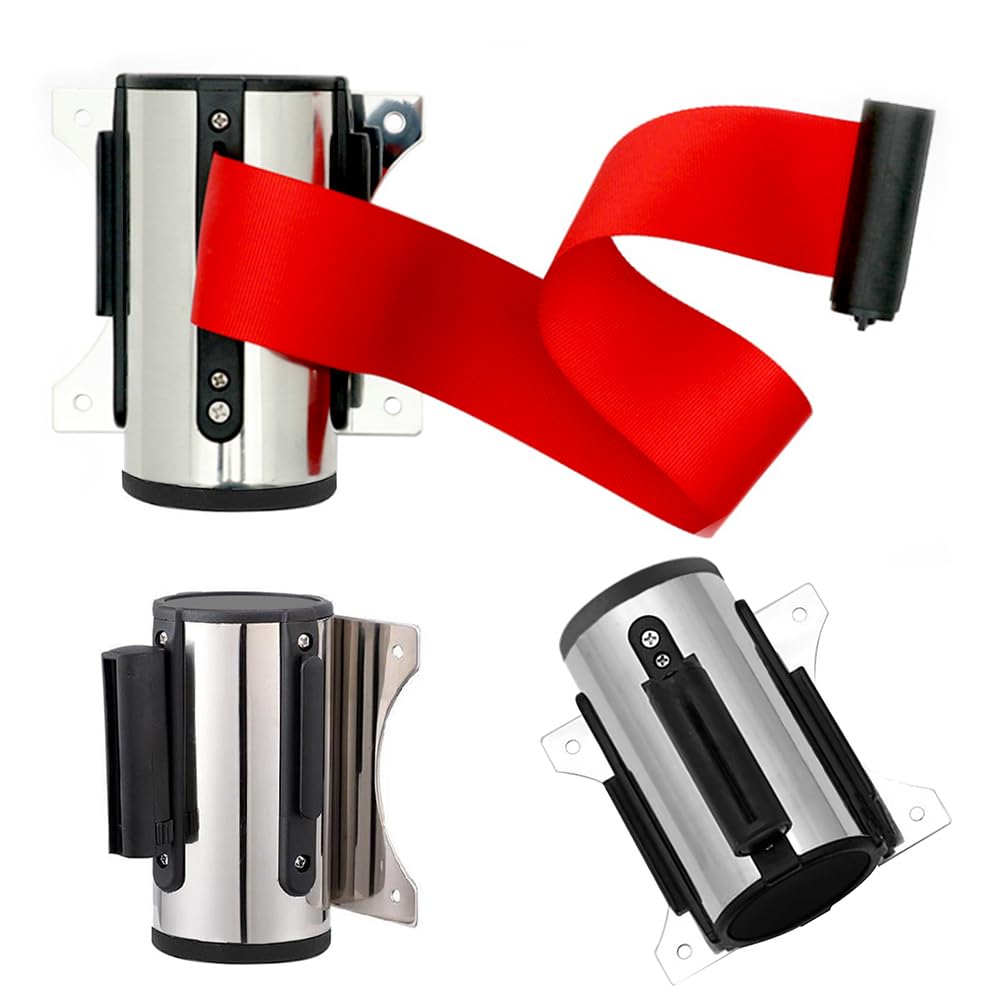 Cinta Separadora Extensible Barrera 2M Cinta Separadora Retractil Montaje en Pared Cintas Separadoras Crowd Control Cinta Seguridad con Acccesorios