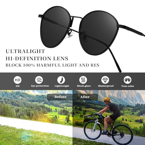 SUNGAIT Round Trendy Polarized Sunglasses Womens Unique Design Retro Sun Glasses for Men Vintage Classic Shades UV Protection3