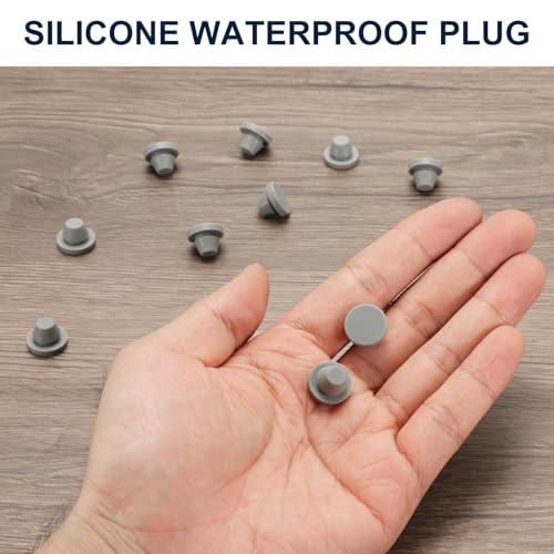 Image of uxcell 10pcs Hole Plug 3 /8 Inch (9.2mm) Button Plugs Fit for 8-8.5mm Hole, Snap in Locking Hole Tube Plug Gel Tube Waterproof Plug Tube Plug, Grey