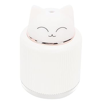 USB Humidifier, Built-in Water Level Probe Mini Humidifier with USB Cable Fan Light for Office for Baby Room for Car(White (kitten), Pisa Leaning Tower Type)