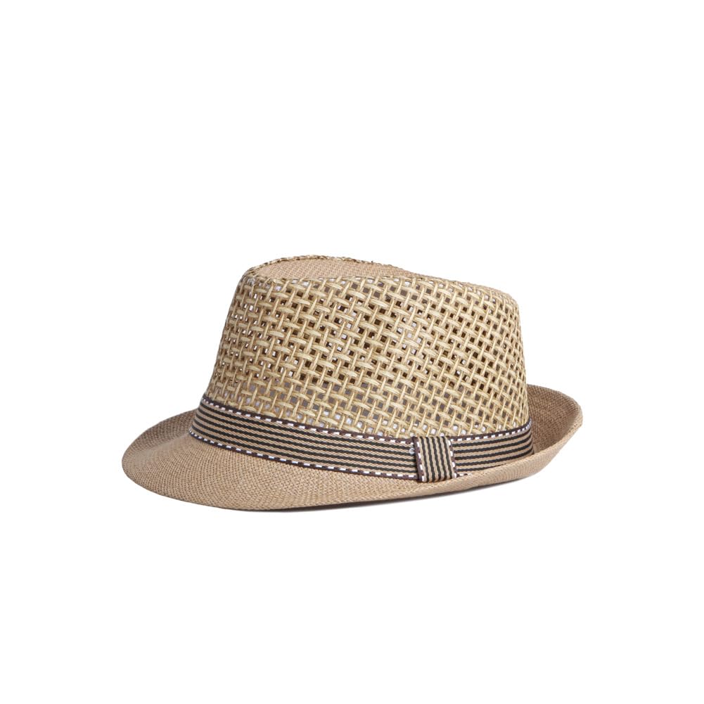 Straw Fedora Hat for Women Men Mesh Trilby Hat Panama Cuban Summer Beach Sun Outdoor