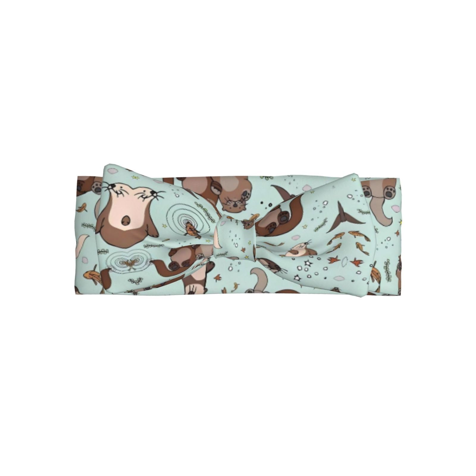 Delicate Cartoon Cute Otter Print Baby Bow Headband â€“ Headband for Newborns & Infants with Full Moon Gift Appeal