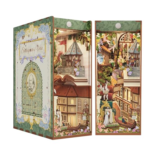 Tonecheer x British Library DIY Book Nook Kit, Shakespeare 3D Wooden Puzzle for Adults, Miniature...