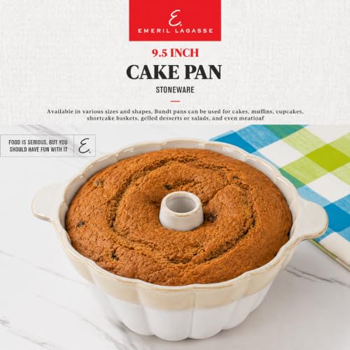 Image of Emeril Lagasse Fluted Cake Pan Stoneware 9.5 in - Pound Cake Baking Pan, Perfect for Baking Delicious Cakes!