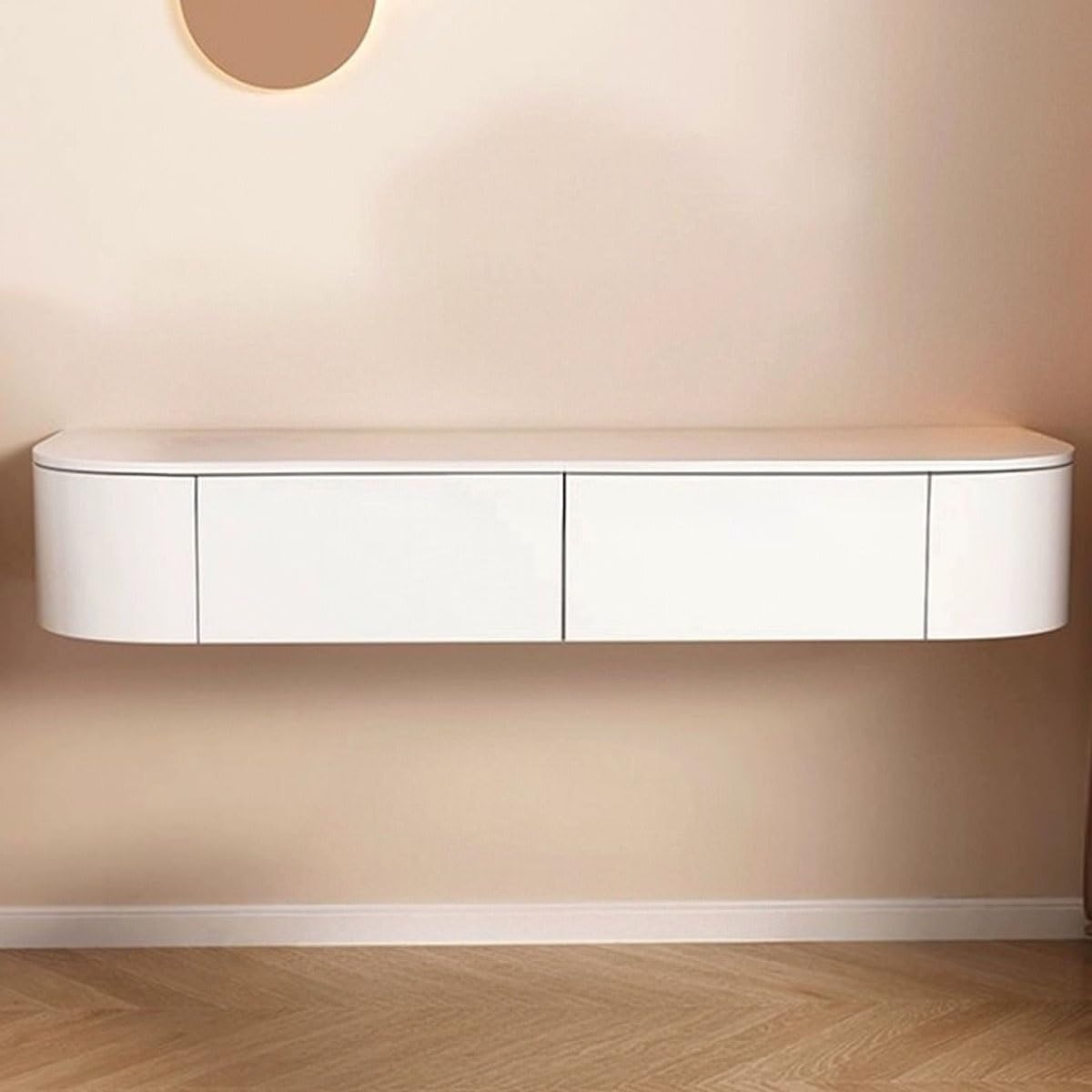 asdchZen Wall-Mounted Floating Vanity Desk With Storage Corner Makeup Table For Bedroom/Bathroom Compact 31.5"X15.7"X7.1" Space-Saving Design