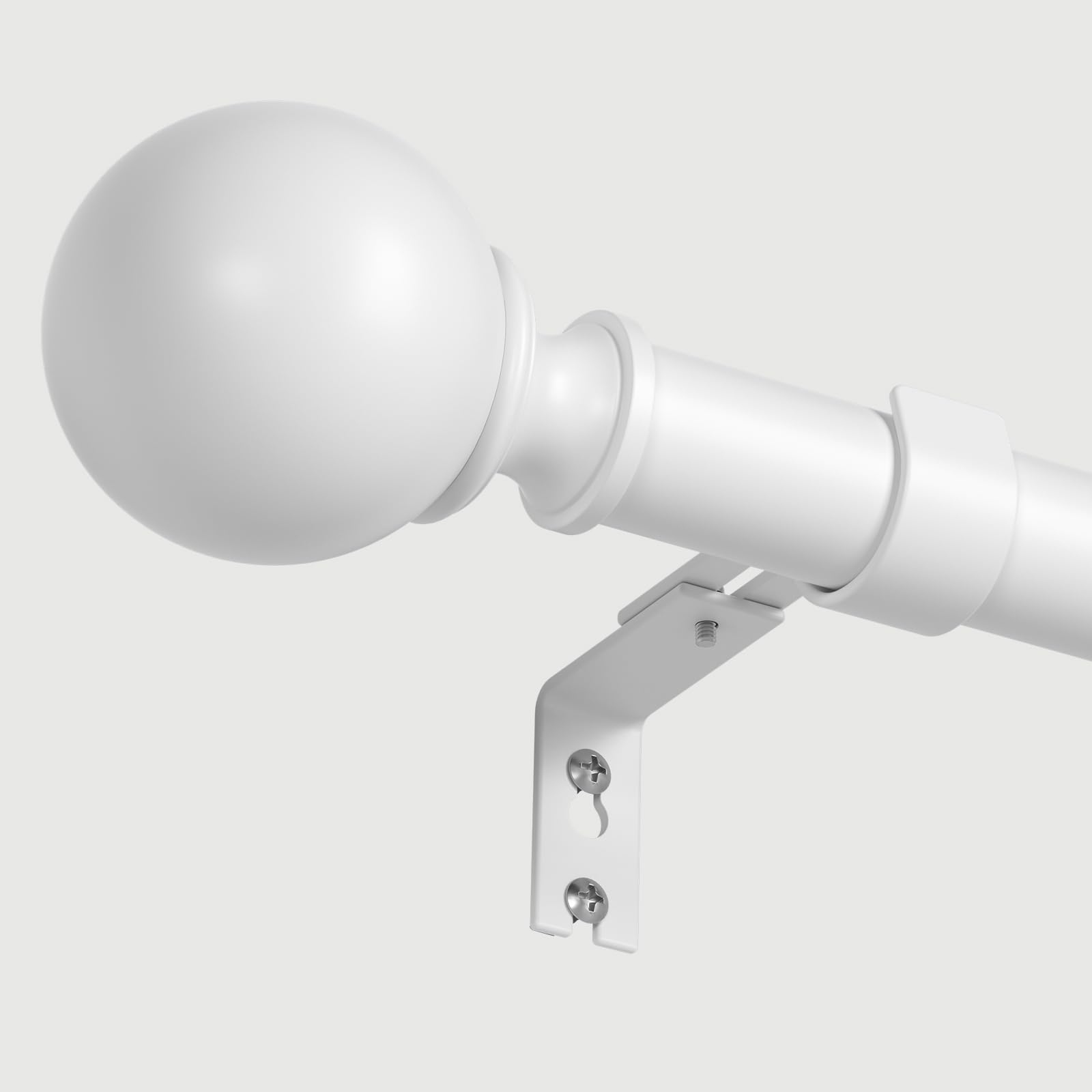 Curtain Poles 80-342cm,Extendable Curtain Pole for Eyelet Curtains,25mm Diameter Adjustable Heavy Duty Metal Curtain Rod with Brackets and Finials (White)
