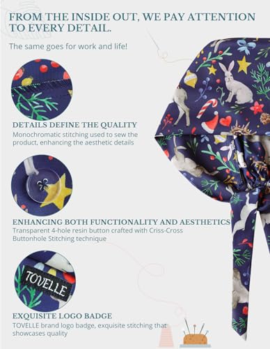 Image of Scrub Caps for Men and Women with Buttons, Classic Surgical Caps | Double-Sided Printed, Adjustable,Long Hours, Sweatbands, Fabric Help Reduce Static Buildup