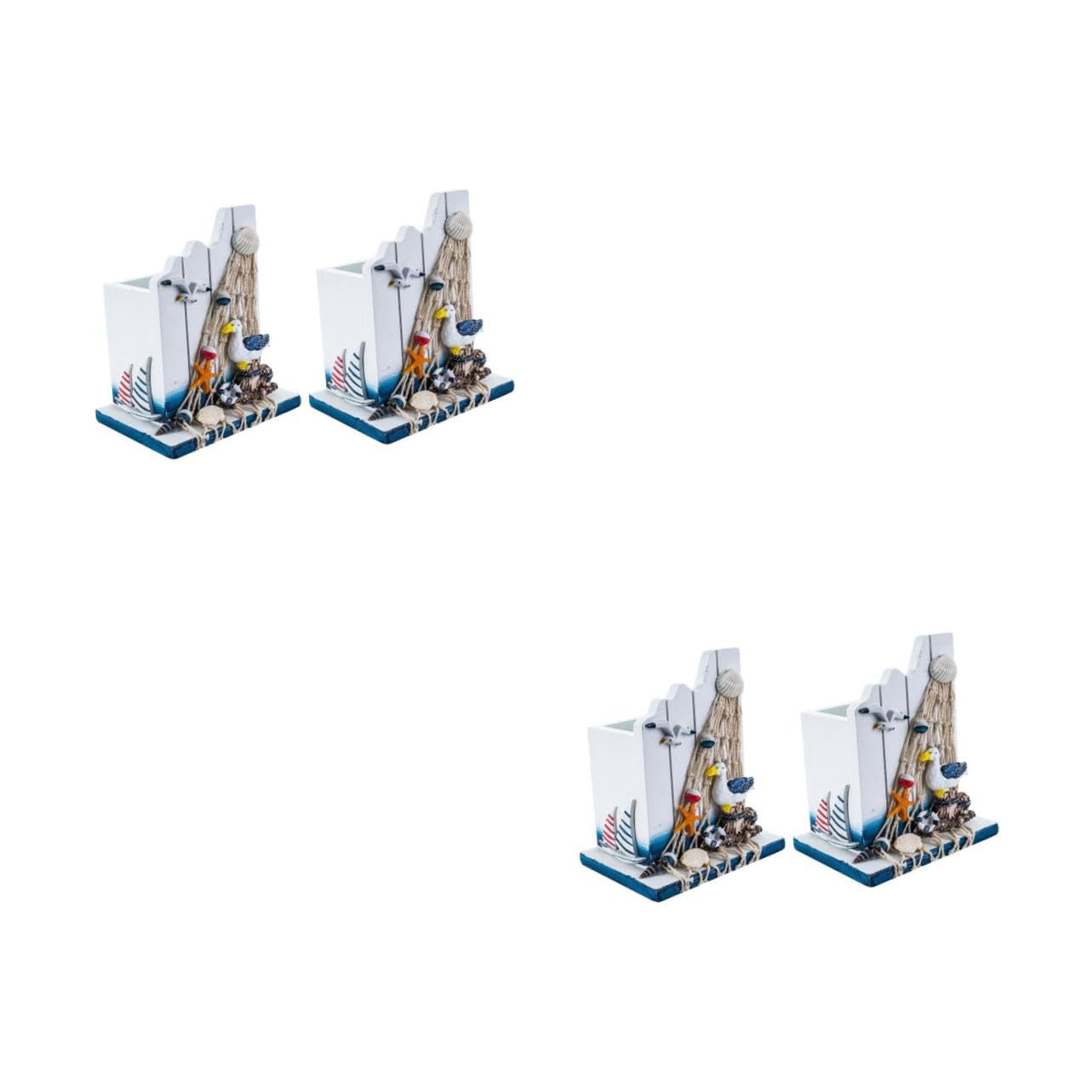 Uonlytech 2 Set Porta Penna Ornamento Costiero Nautico Portapenne Decorativo Portapenne Magnetico Per Lavagna Titolare Organizzatore Da Scrivania Stand Di Penna Pentola Di Legno 2 Pezzi * 2