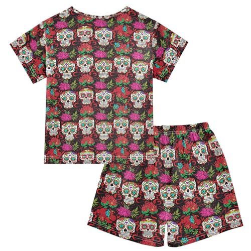 Skull Flower Pajama Set Pajamas Sleepwear Nightwear Loungewear Clothes Set B04044422