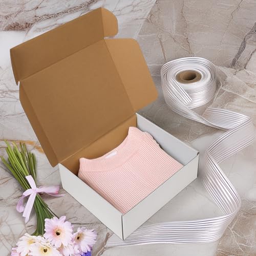 Image of HORLIMER 12x10x4 inches Shipping Boxes Set of 15, White Corrugated Cardboard Box for Mailing, Packaging, Small Business