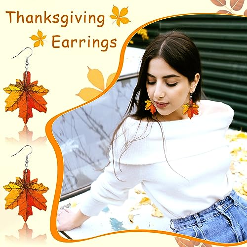 Nanafast Fall Thanksgiving Earrings for Women Leather Pumpkin Turkey Maple Leaf Shaped Thanksgiving Celebration Party Trendy Fall Dangle Fun Hook Earrings for Her Autumn Jewelry2