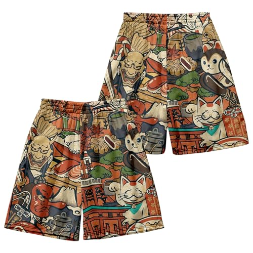 DOSLAVIDA Men's Japanese Kimono Summer Suits for Men Fashion Cardigan Two Piece Set Open Front Casual Coat With Shorts4