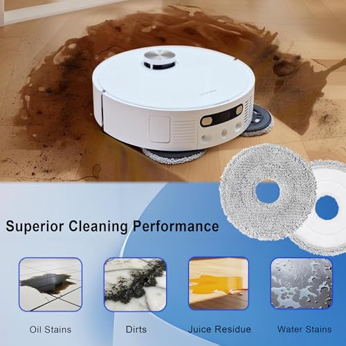 Image of Pymin 12Pcs Mop Pads for Dreame L40 Ultra /X40 Ultra /X50 Ultra /L50 Ultra /L10S Ultra / L10s Pro Ultra Heat /L10S Ultra Gen2 /L40S Ultra /X30 Ultra /L10 Ultra /Mova P10 /P50 Vacuum Robot, Reusable and Washable