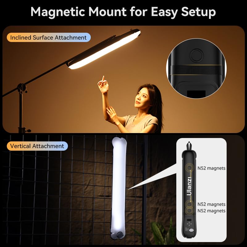 Image of Ulanzi UA12 Bi-Color Inflatable Tube Light, Foldable LED Video Light for Photography, 2700K-6500K, 12W 2500mAh Rechargeable Photography Light Bar 1 /4 inch Mount LED Lighting Wand Stick for Video Shooting